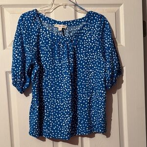 Stylish Blue Polka Dot Blouse